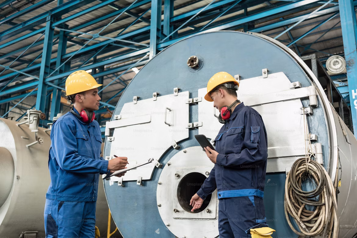 Inspección de caldera industrial